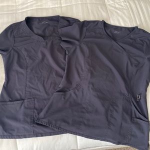 2 pewter gray scrub tops